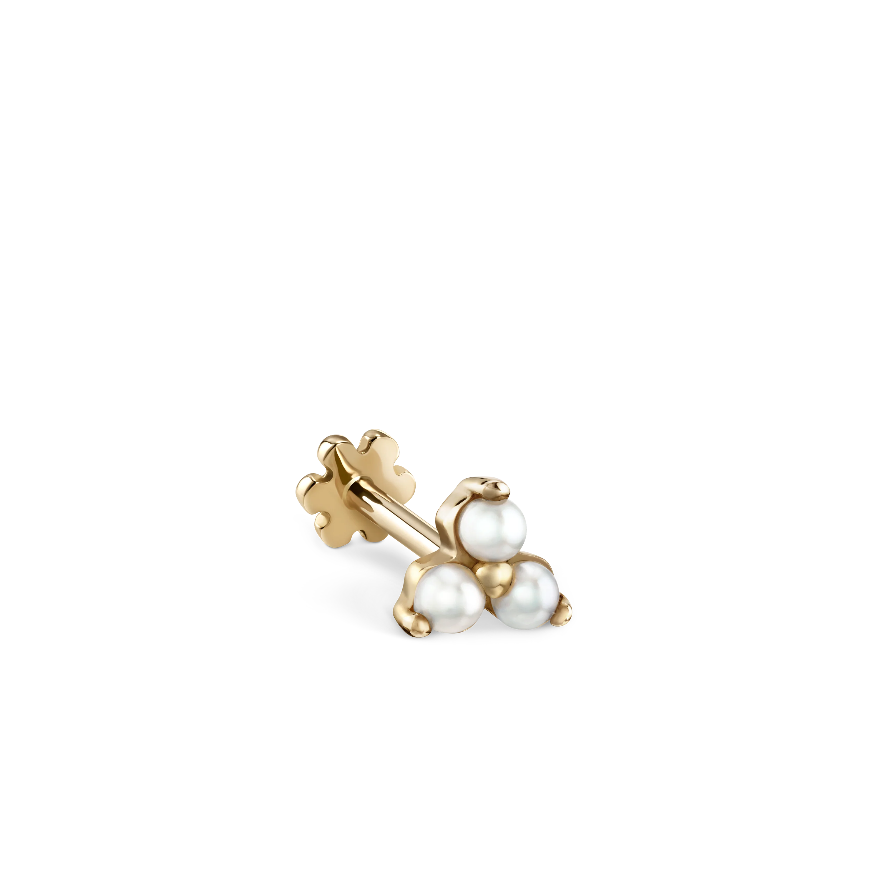 Pearl Trinity Threaded Stud Earring With Titanium Backing - Image 23