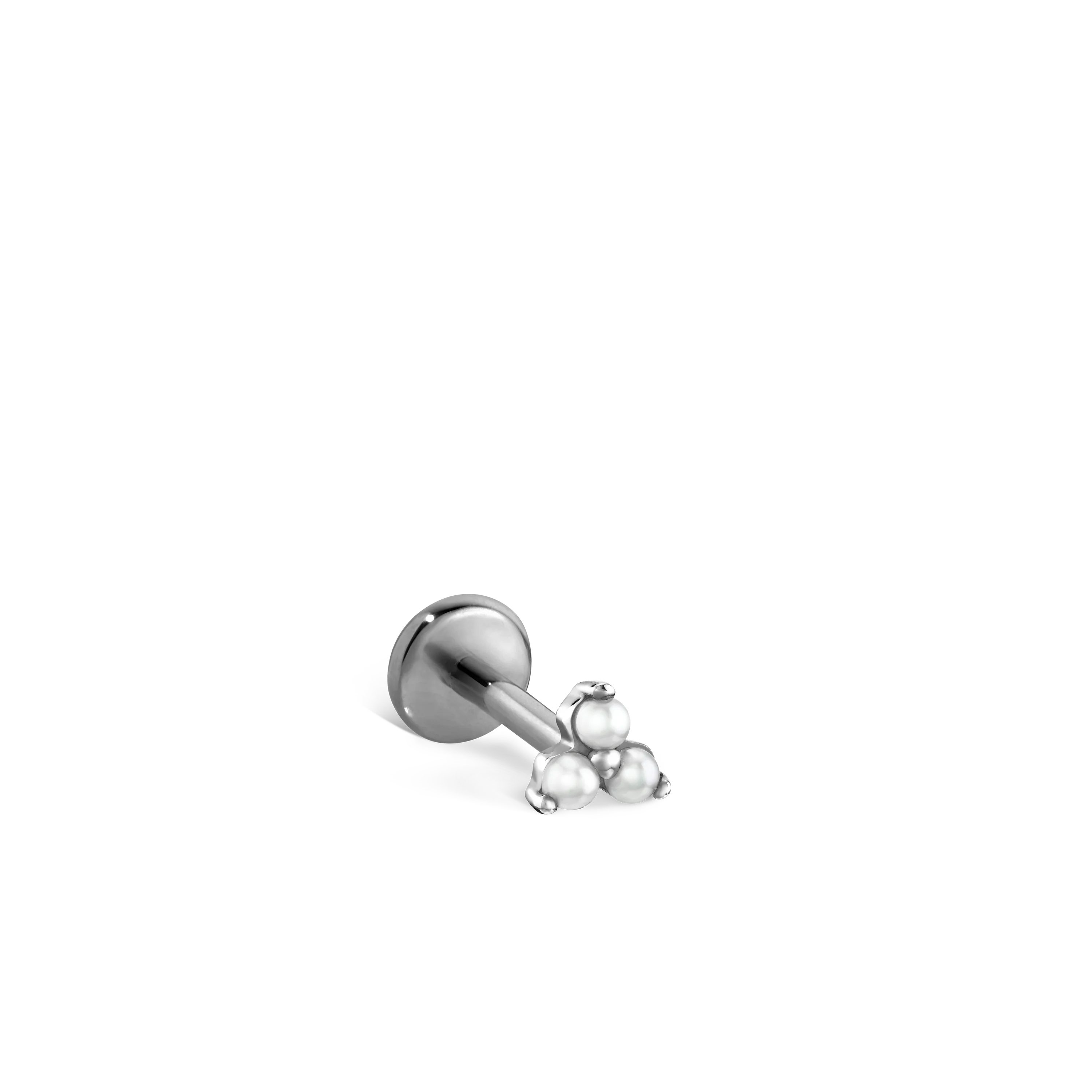 Pearl Trinity Threaded Stud Earring With Titanium Backing - Image 24