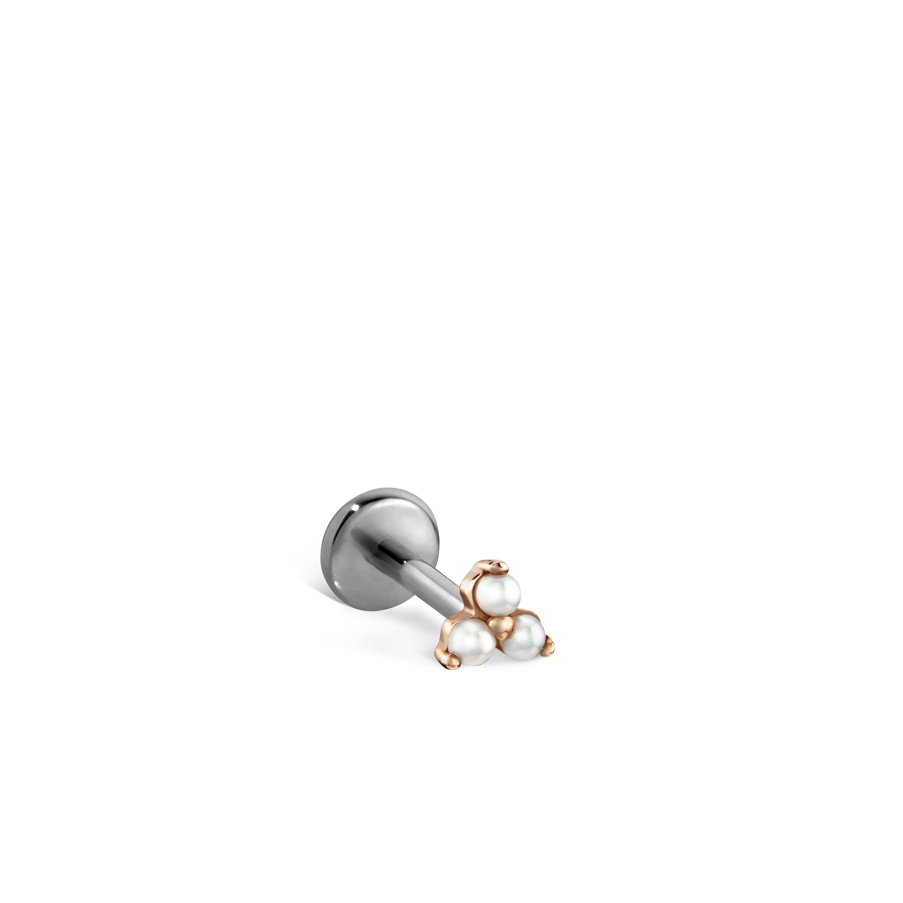 Pearl Trinity Threaded Stud Earring With Titanium Backing - Image 26