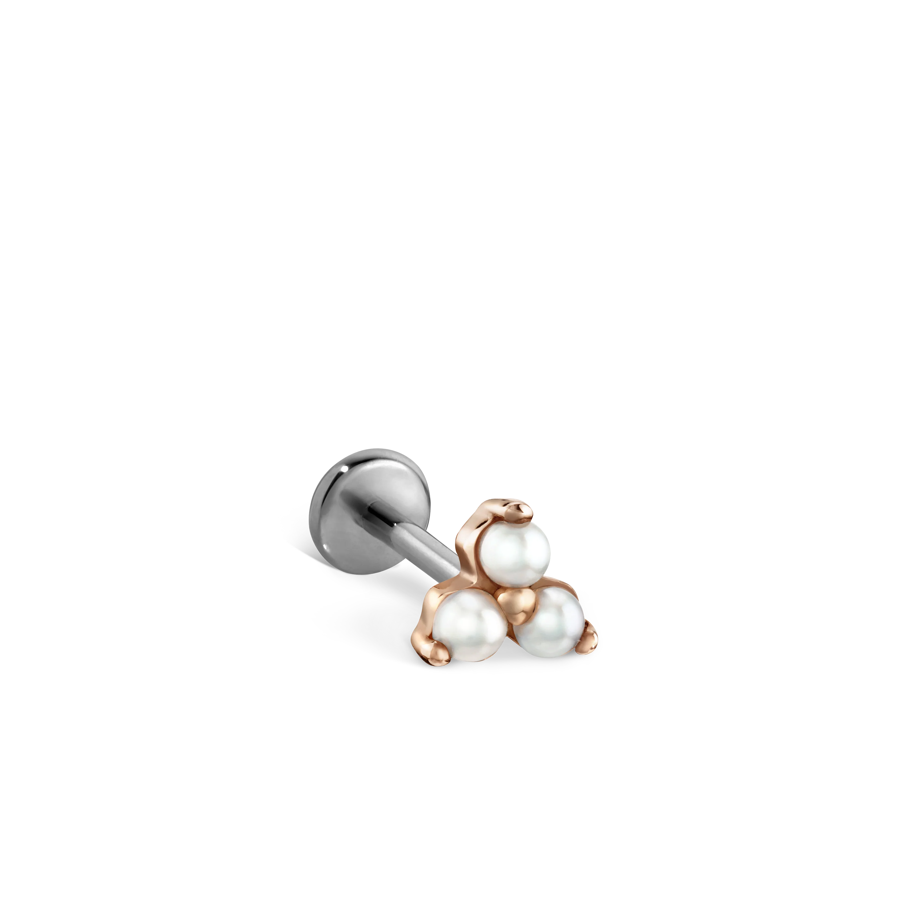 Pearl Trinity Threaded Stud Earring With Titanium Backing - Image 27