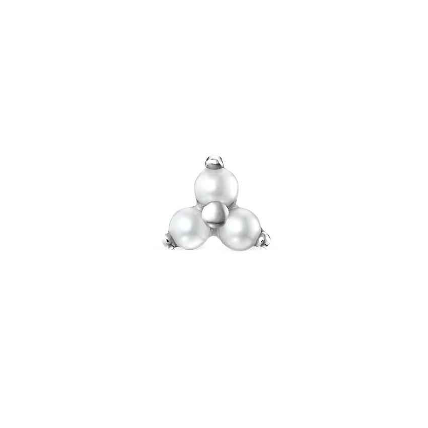 Pearl Trinity Threaded Stud Earring With Titanium Backing - Image 5