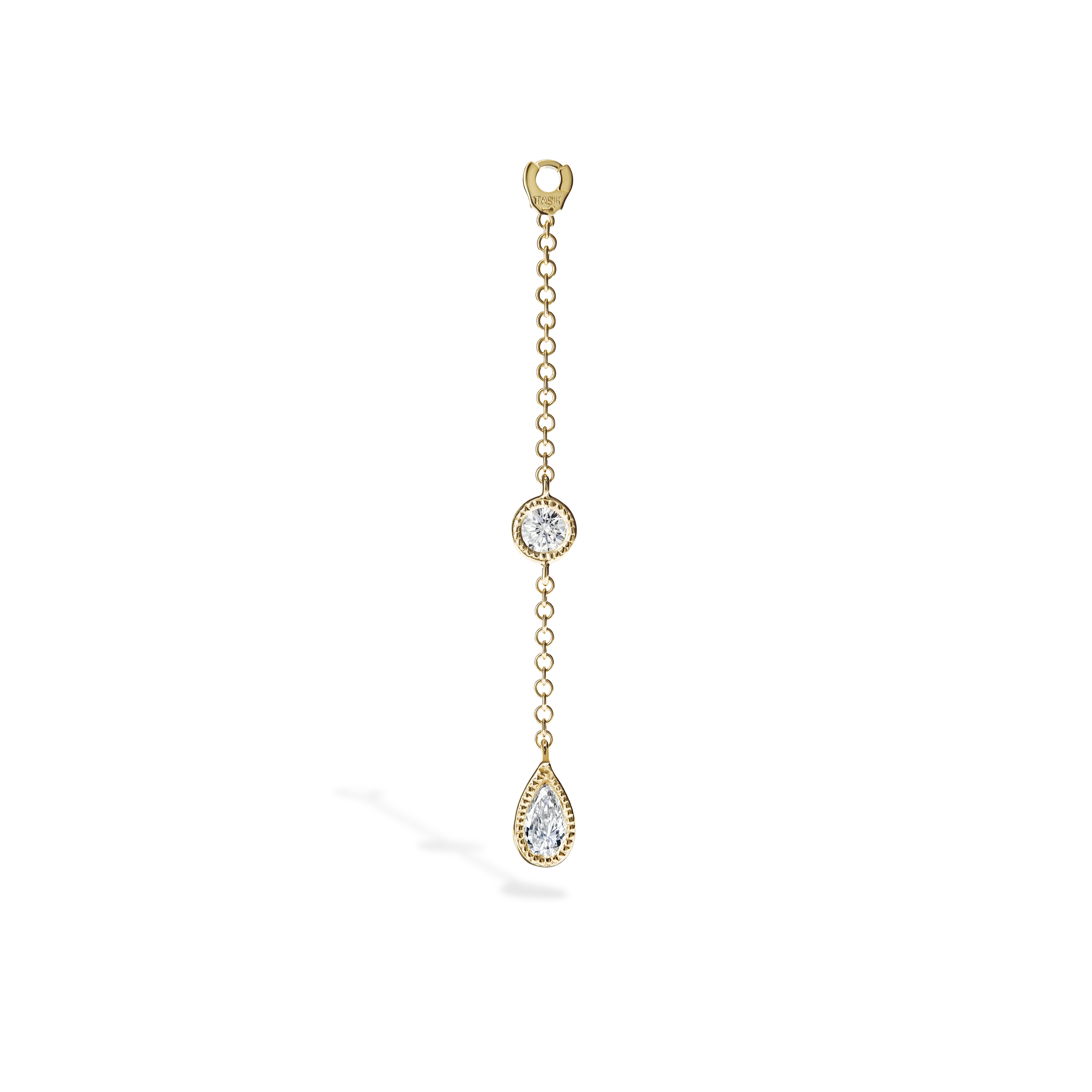 Pendulum Charm Scalloped Set Pear and Round Diamond - Image 12