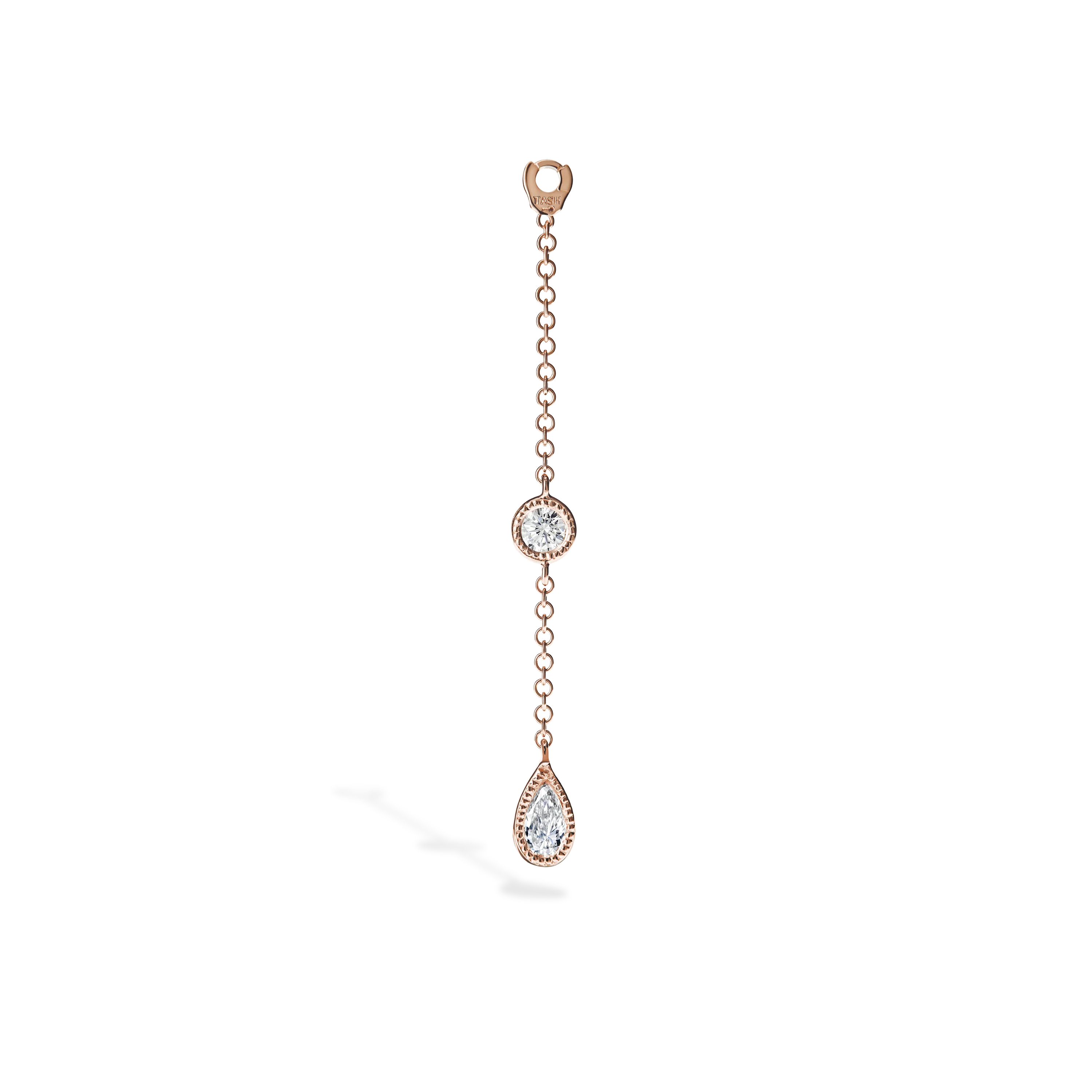 Pendulum Charm Scalloped Set Pear and Round Diamond - Image 14