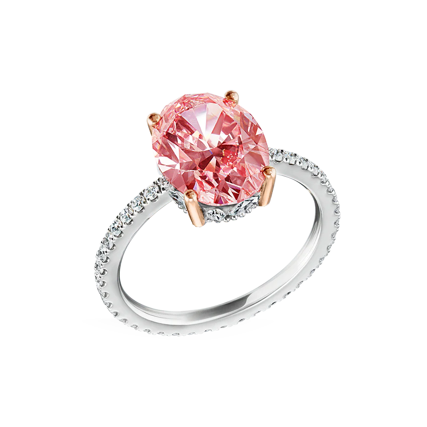 Pink Oval Diamond Eternity Finger Ring - Image 2