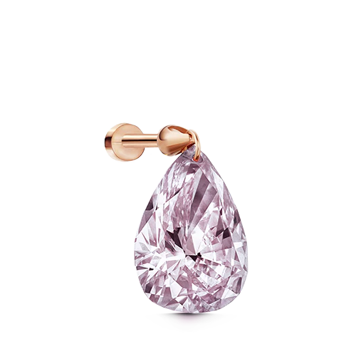 Natural Pink Pear Floating Diamond Threaded Charm Earring With Titanium Backing - Image 15