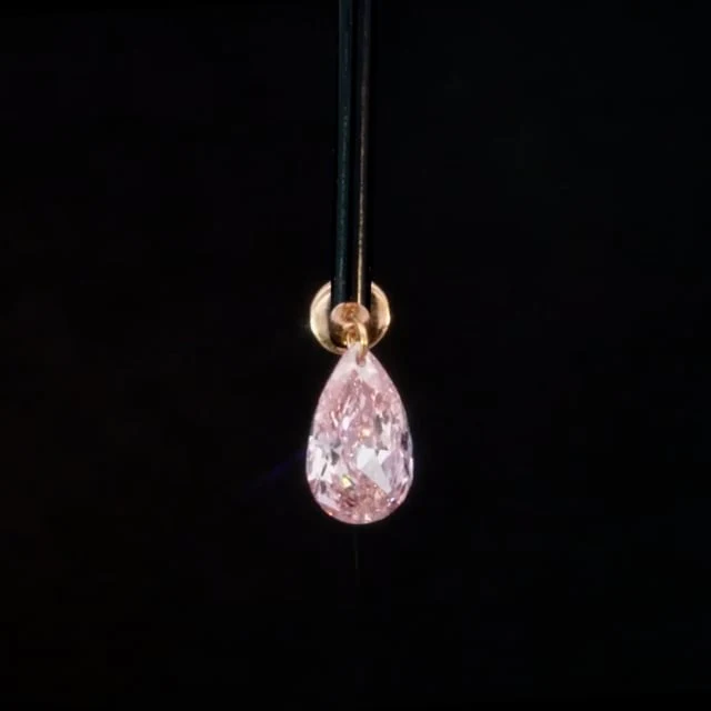 Natural Pink Pear Floating Diamond Threaded Charm Earring With Titanium Backing - Image 8