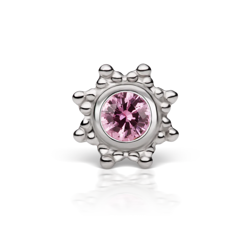 Pink Sapphire Starburst Threaded Stud Earring With Titanium Backing - Image 3