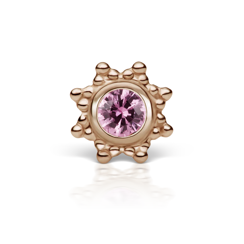 Pink Sapphire Starburst Threaded Stud Earring With Titanium Backing - Image 7