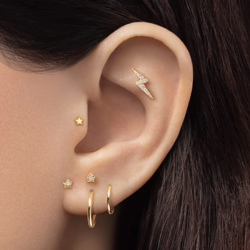 Plain Star Threaded Stud Earring With Titanium Backing - Image 11