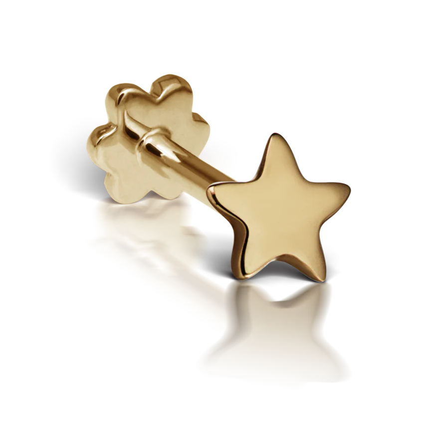 Plain Star Threaded Stud Earring With Titanium Backing - Image 6