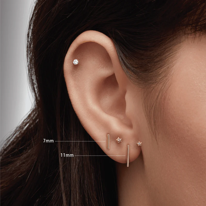 Polished Round Bar Threaded Stud Earring With Titanium Backing - Image 10