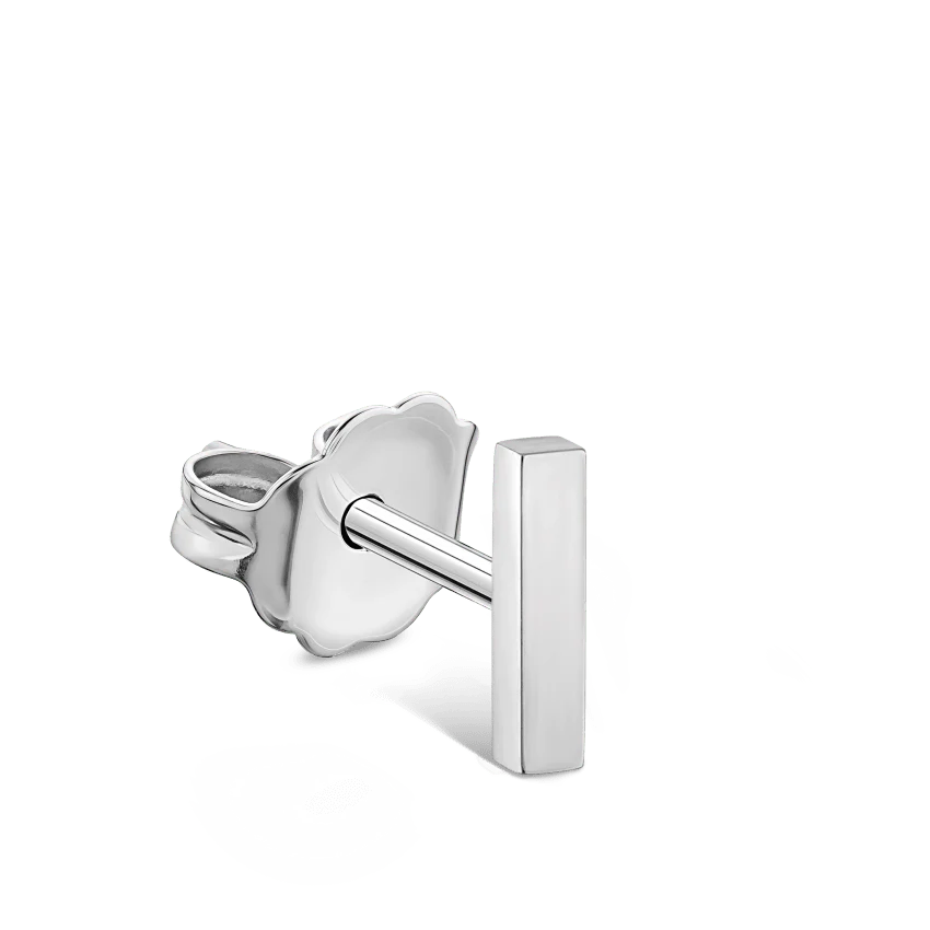 Polished Square Bar Stud Earring - Image 2