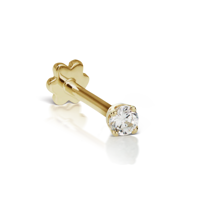Prong Set Cubic Zirconia Threaded Stud Earring With Titanium Backing