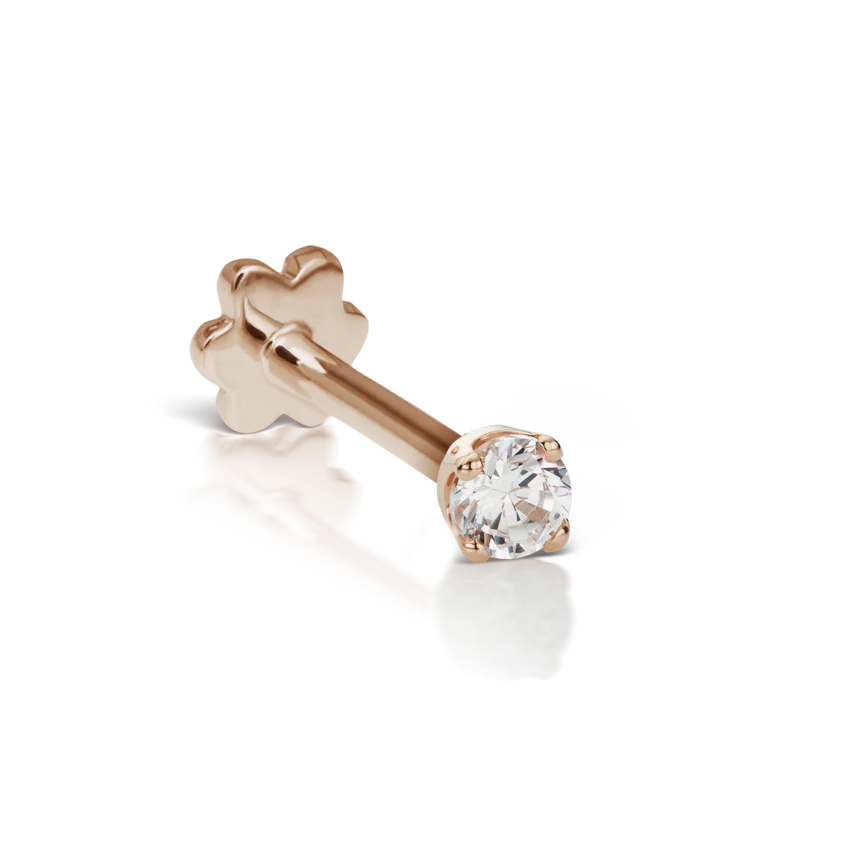 Prong Set Cubic Zirconia Threaded Stud Earring With Titanium Backing - Image 3