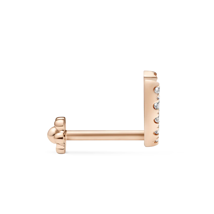 Prong Set Diamond Demi Eternity Threaded Stud Earring With Titanium Backing - Image 12