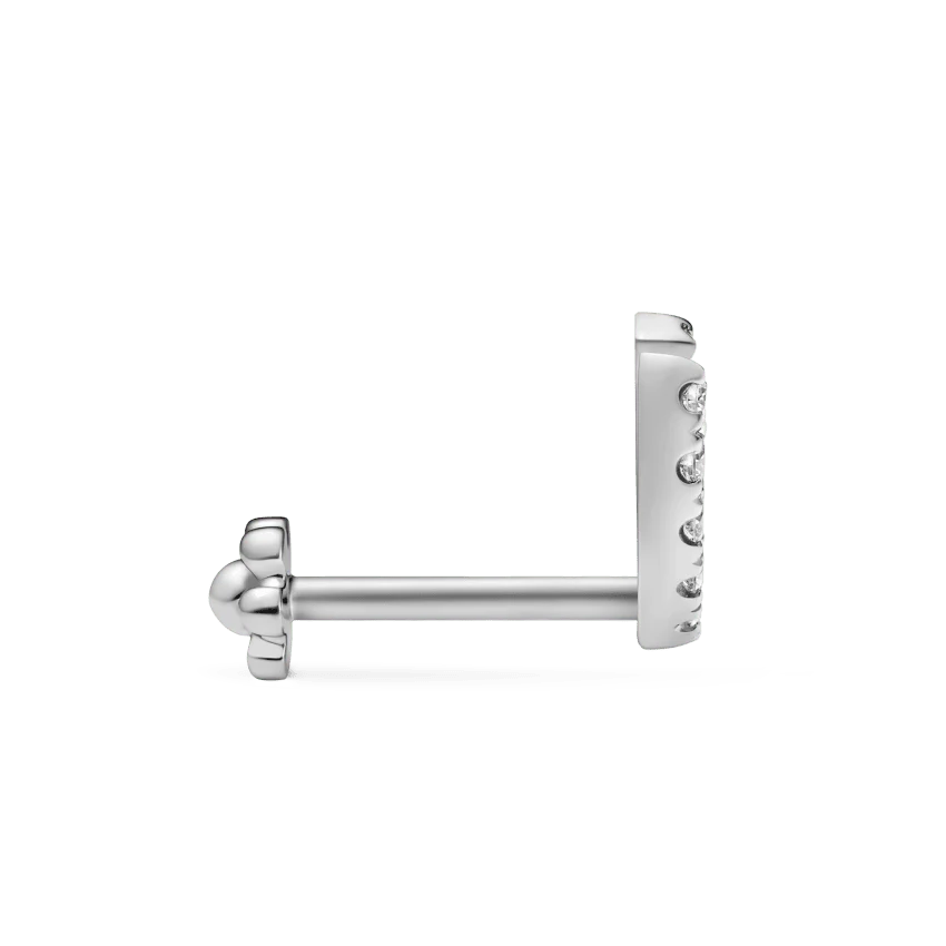 Prong Set Diamond Demi Eternity Threaded Stud Earring With Titanium Backing - Image 4