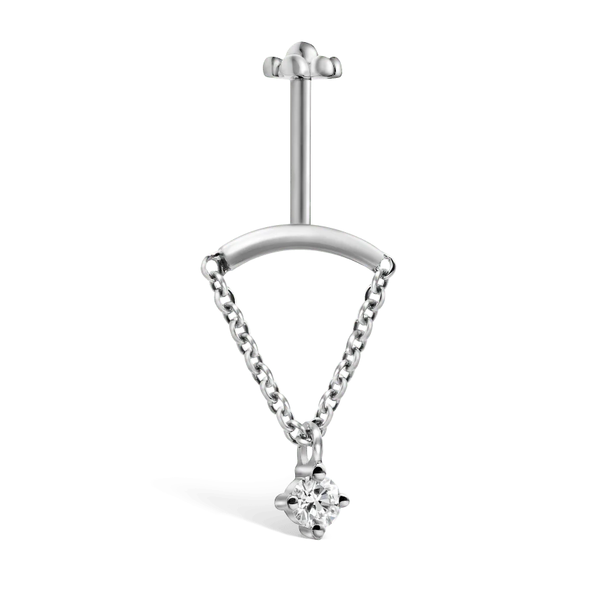 Prong Set Diamond Drape Threaded Stud Earring - Image 11