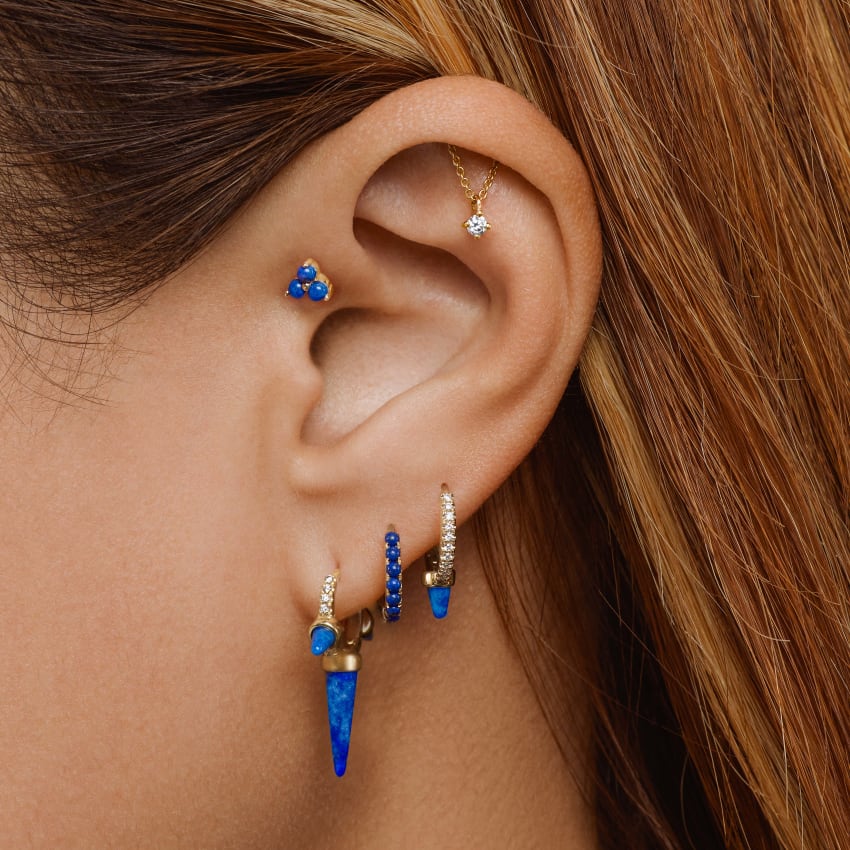 Prong Set Diamond Drape Threaded Stud Earring - Image 4