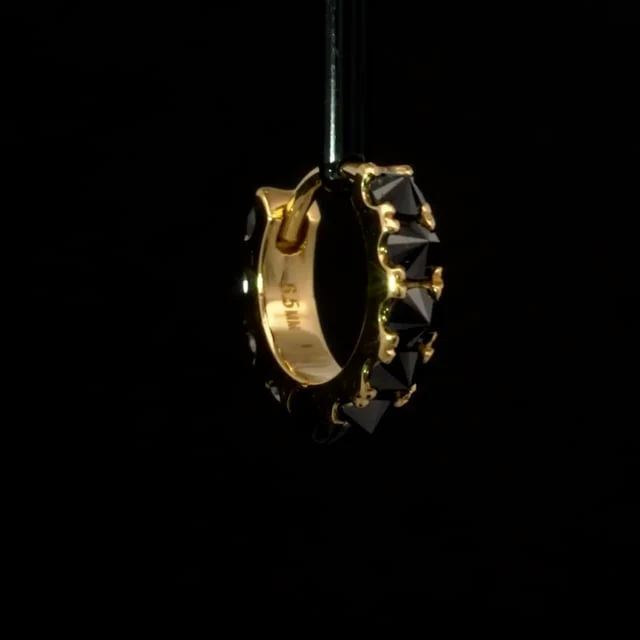 Reverse Set Black Diamond Eternity Hoop Earring - Image 34