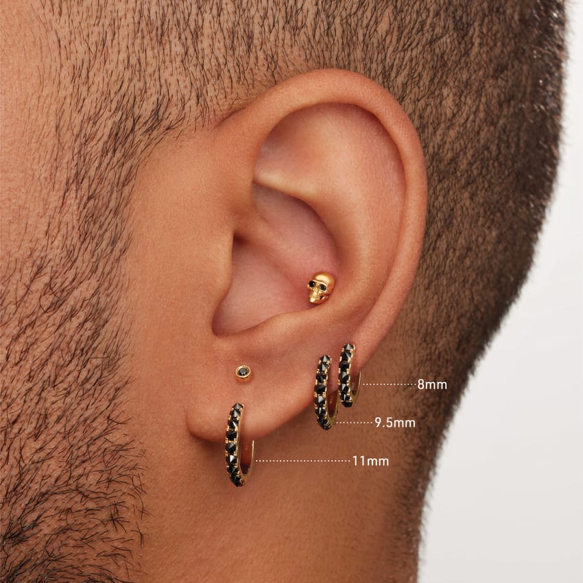 Reverse Set Black Diamond Eternity Hoop Earring - Image 49