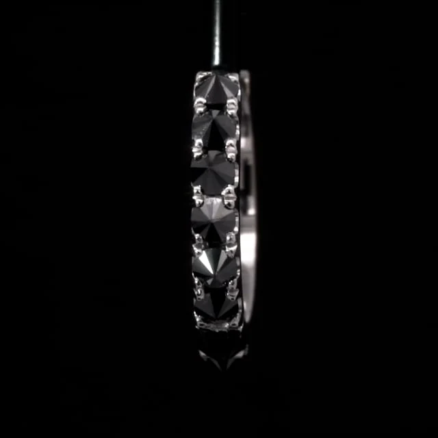 Reverse Set Black Diamond Eternity Hoop Earring - Image 5