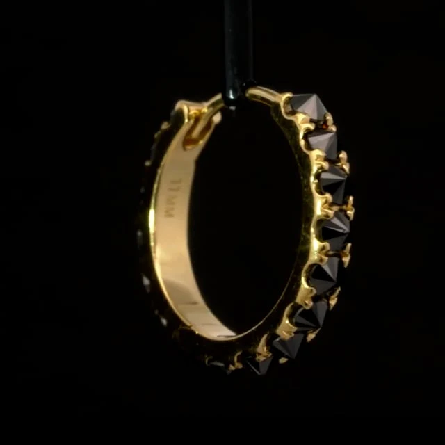 Reverse Set Black Diamond Eternity Hoop Earring - Image 54