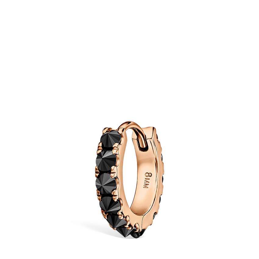 Reverse Set Black Diamond Eternity Hoop Earring - Image 60