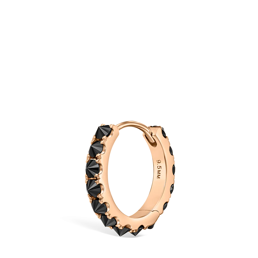 Reverse Set Black Diamond Eternity Hoop Earring - Image 68