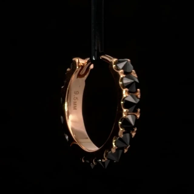Reverse Set Black Diamond Eternity Hoop Earring - Image 75