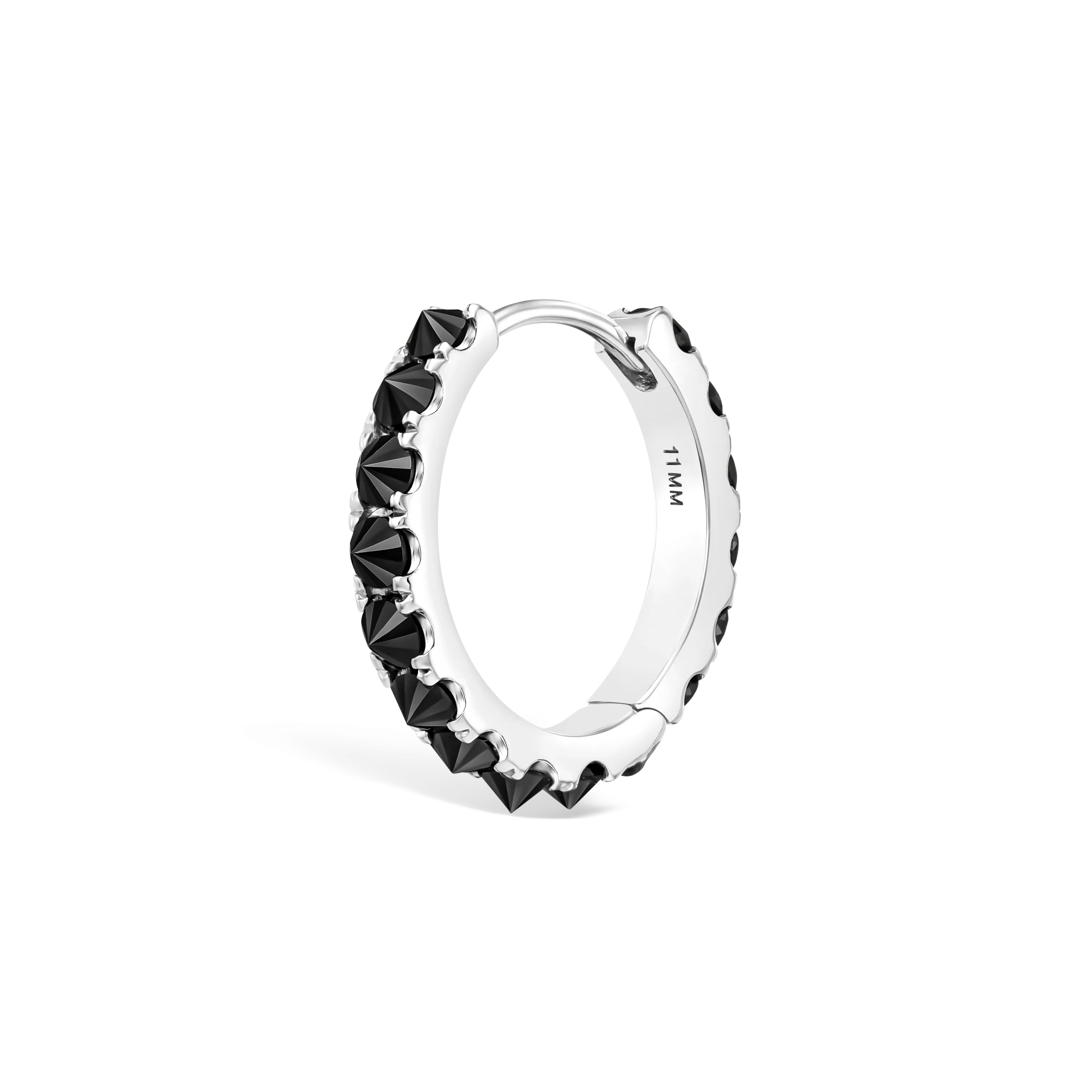 Reverse Set Black Diamond Eternity Hoop Earring - Image 77