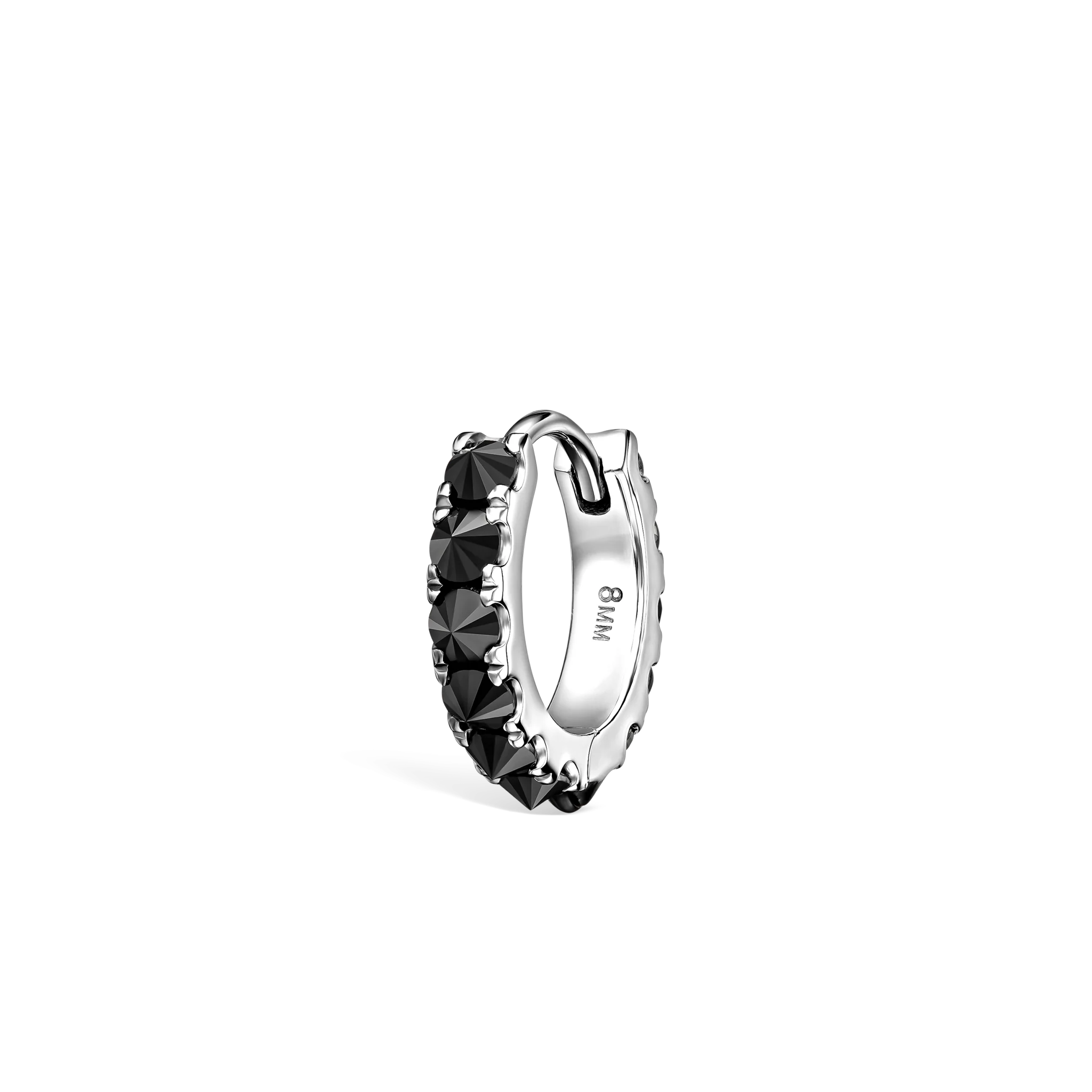 Reverse Set Black Diamond Eternity Hoop Earring - Image 83