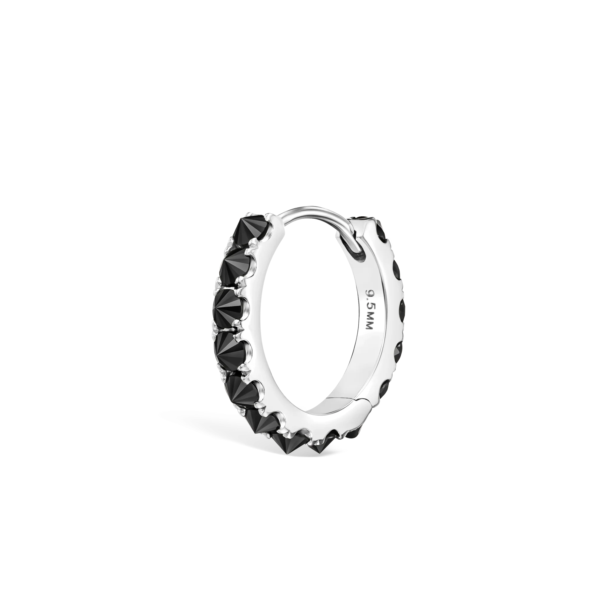 Reverse Set Black Diamond Eternity Hoop Earring - Image 86