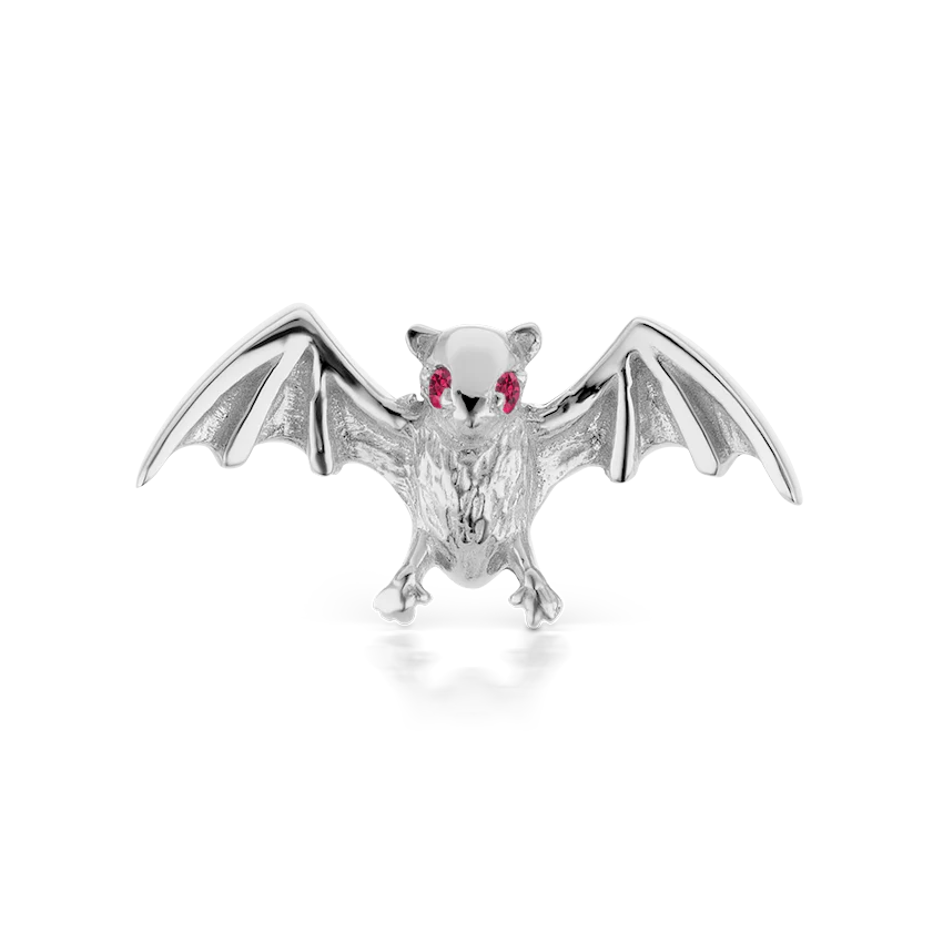 Ruby Eye Bat Threaded Stud Earring With Titanium Backing - Image 3