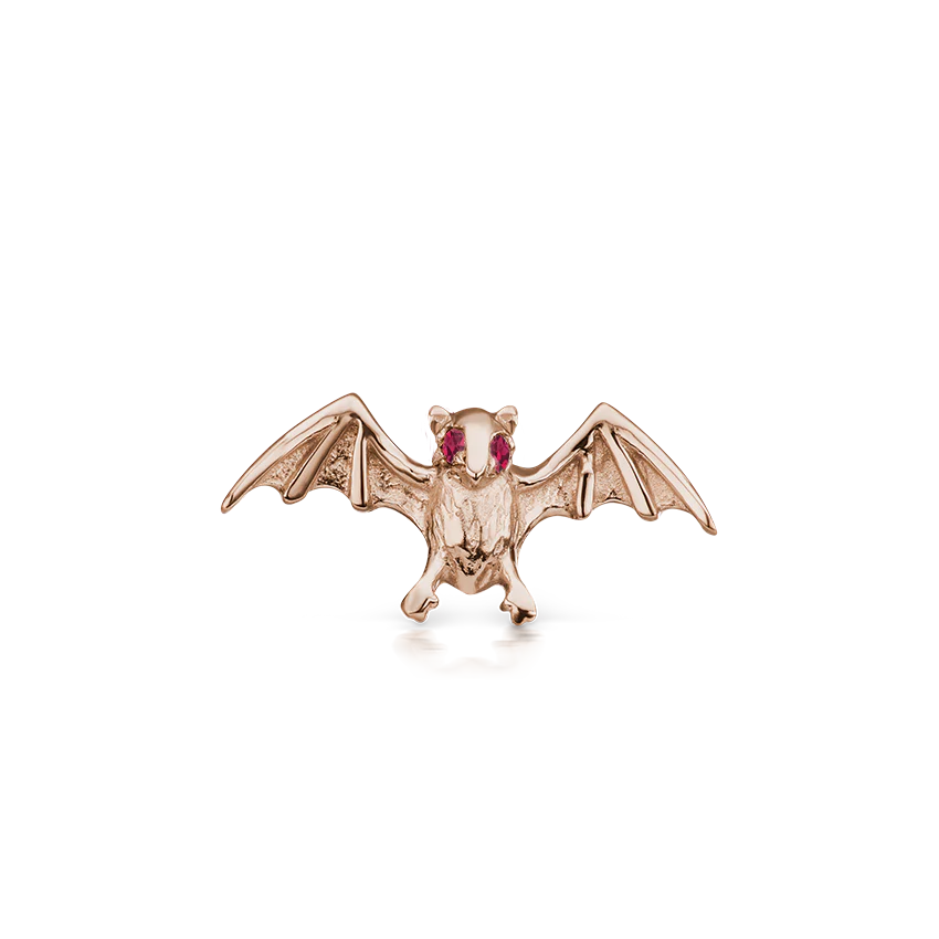 Ruby Eye Bat Threaded Stud Earring With Titanium Backing - Image 7