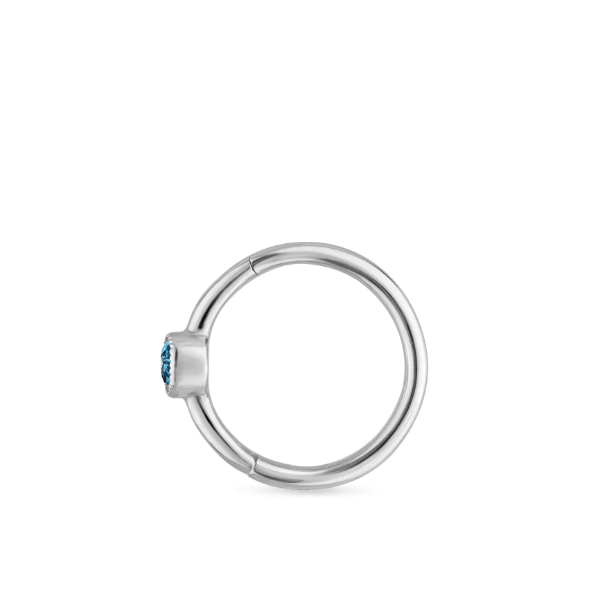 Scallop Set Light Blue Diamond Hoop Earring - Image 6