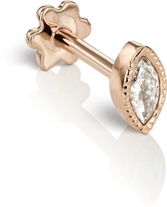 Scalloped Marquise Diamond Threaded Stud Earring With Titanium Backing - Image 13