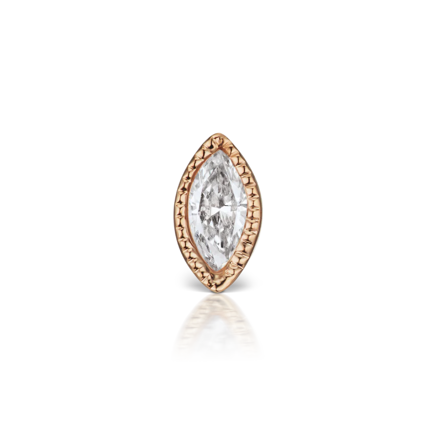 Scalloped Marquise Diamond Threaded Stud Earring With Titanium Backing - Image 14