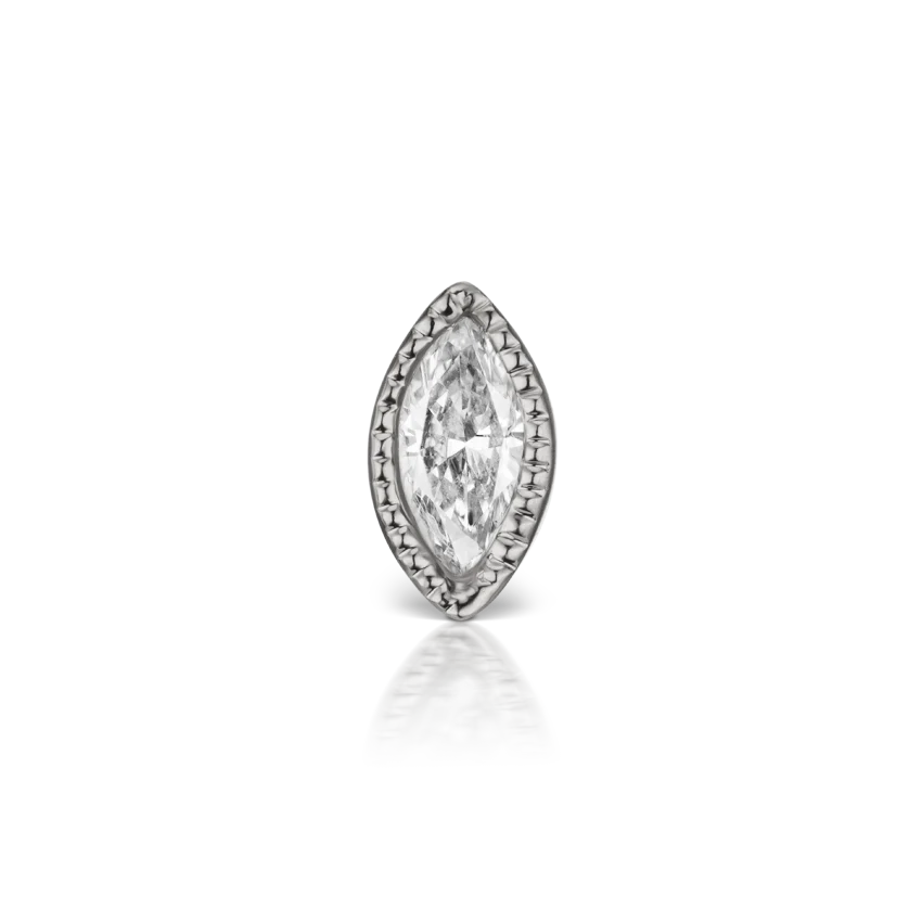 Scalloped Marquise Diamond Threaded Stud Earring With Titanium Backing - Image 4