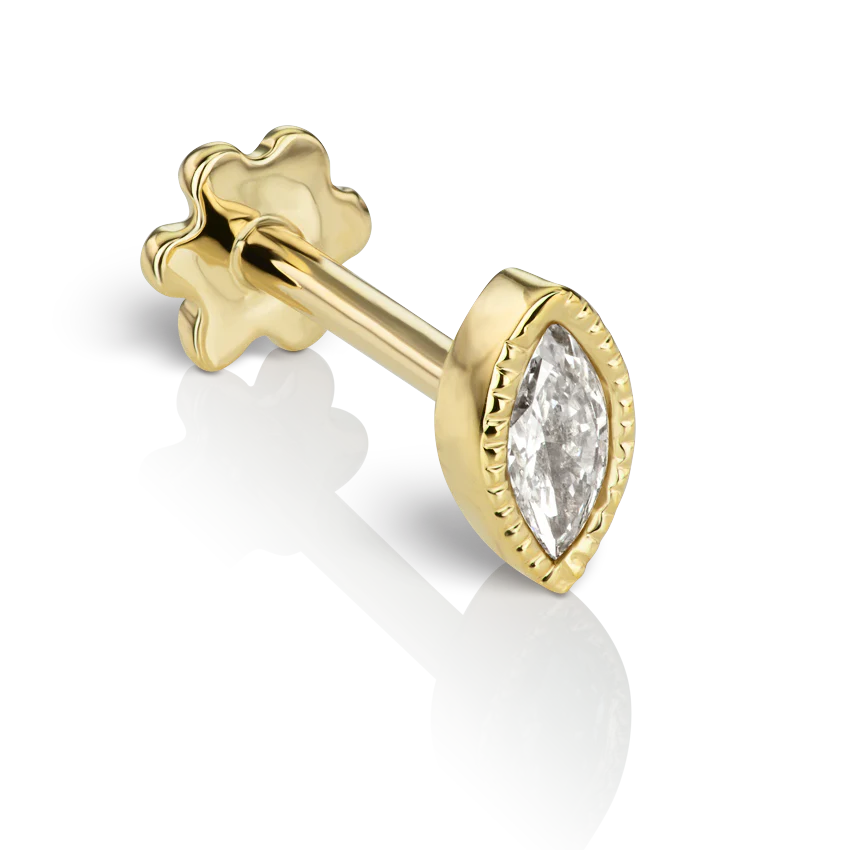Scalloped Marquise Diamond Threaded Stud Earring With Titanium Backing - Image 8