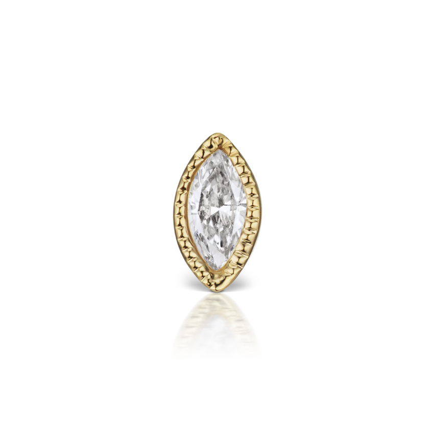 Scalloped Marquise Diamond Threaded Stud Earring With Titanium Backing - Image 9