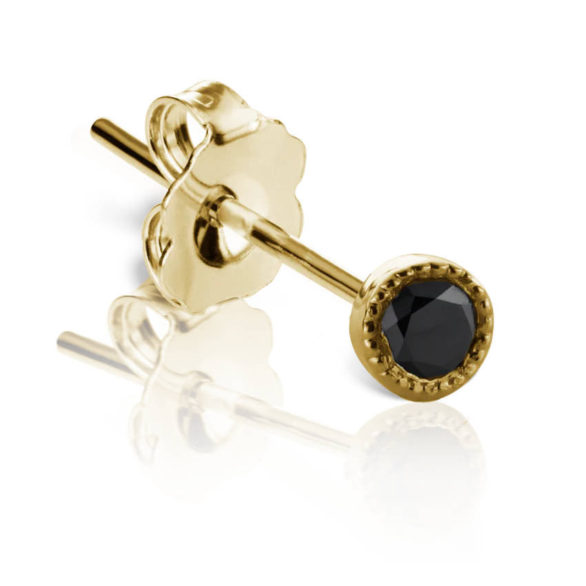 Scalloped Set Black Diamond Stud Earring - Image 10