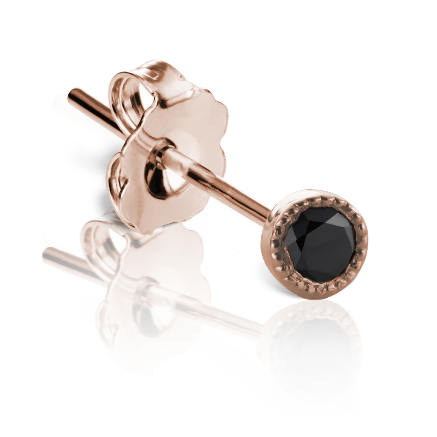 Scalloped Set Black Diamond Stud Earring - Image 14
