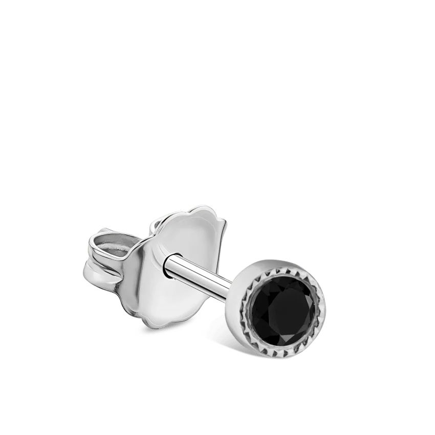 Scalloped Set Black Diamond Stud Earring - Image 2