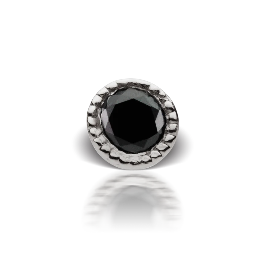 Scalloped Set Black Diamond Threaded Stud Earring - Image 13