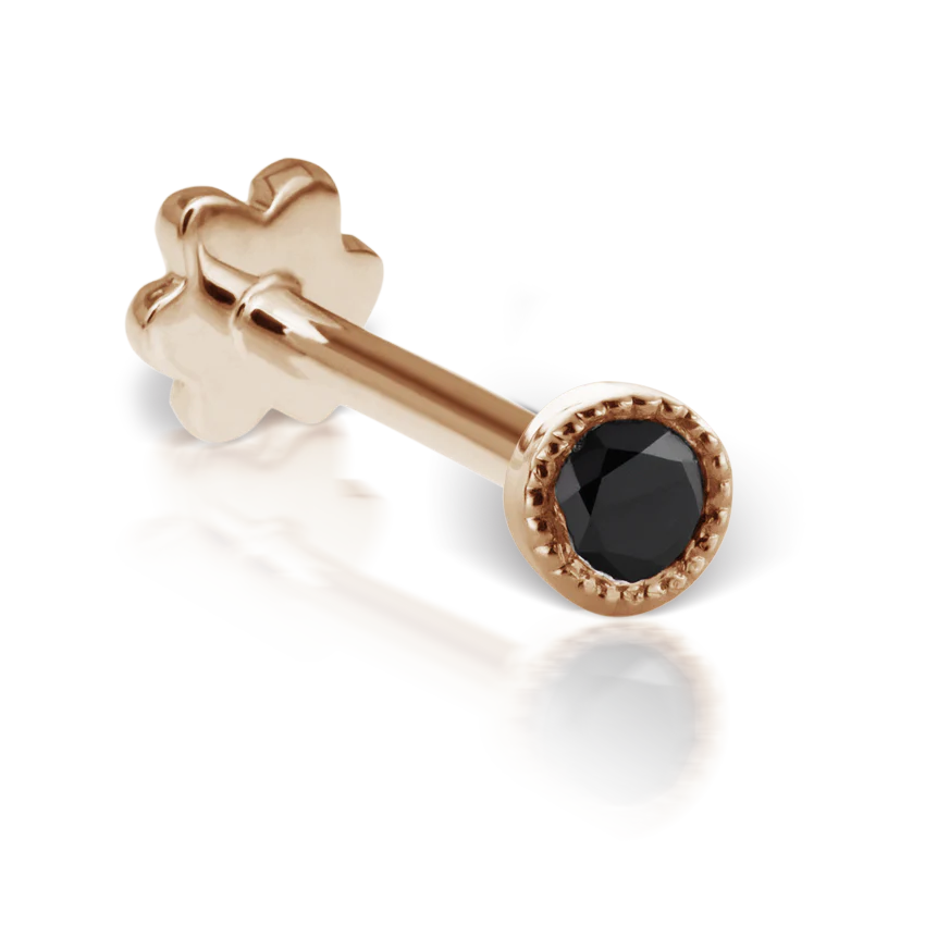 Scalloped Set Black Diamond Threaded Stud Earring - Image 39