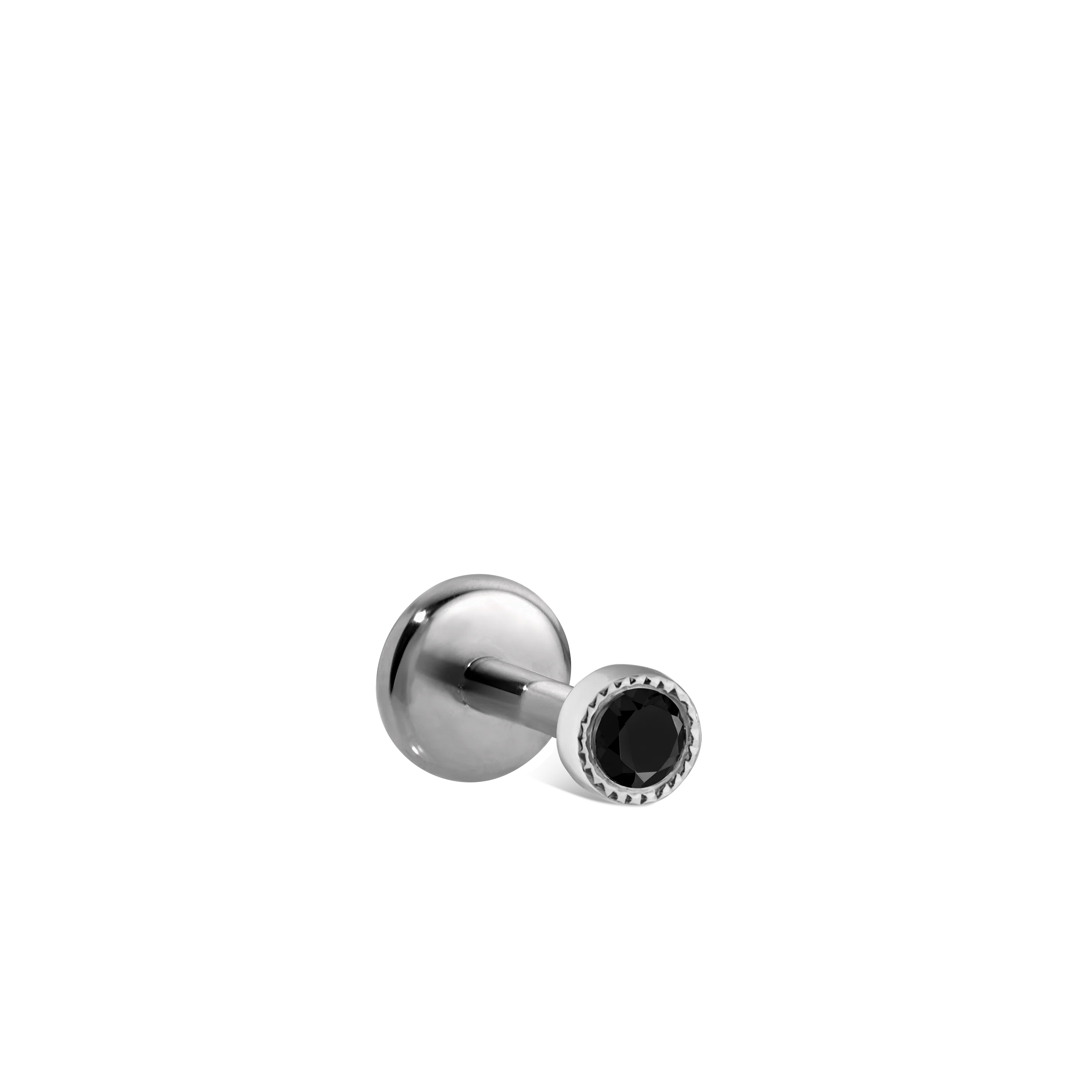 Scalloped Set Black Diamond Threaded Stud Earring With Titanium Backing - Image 3