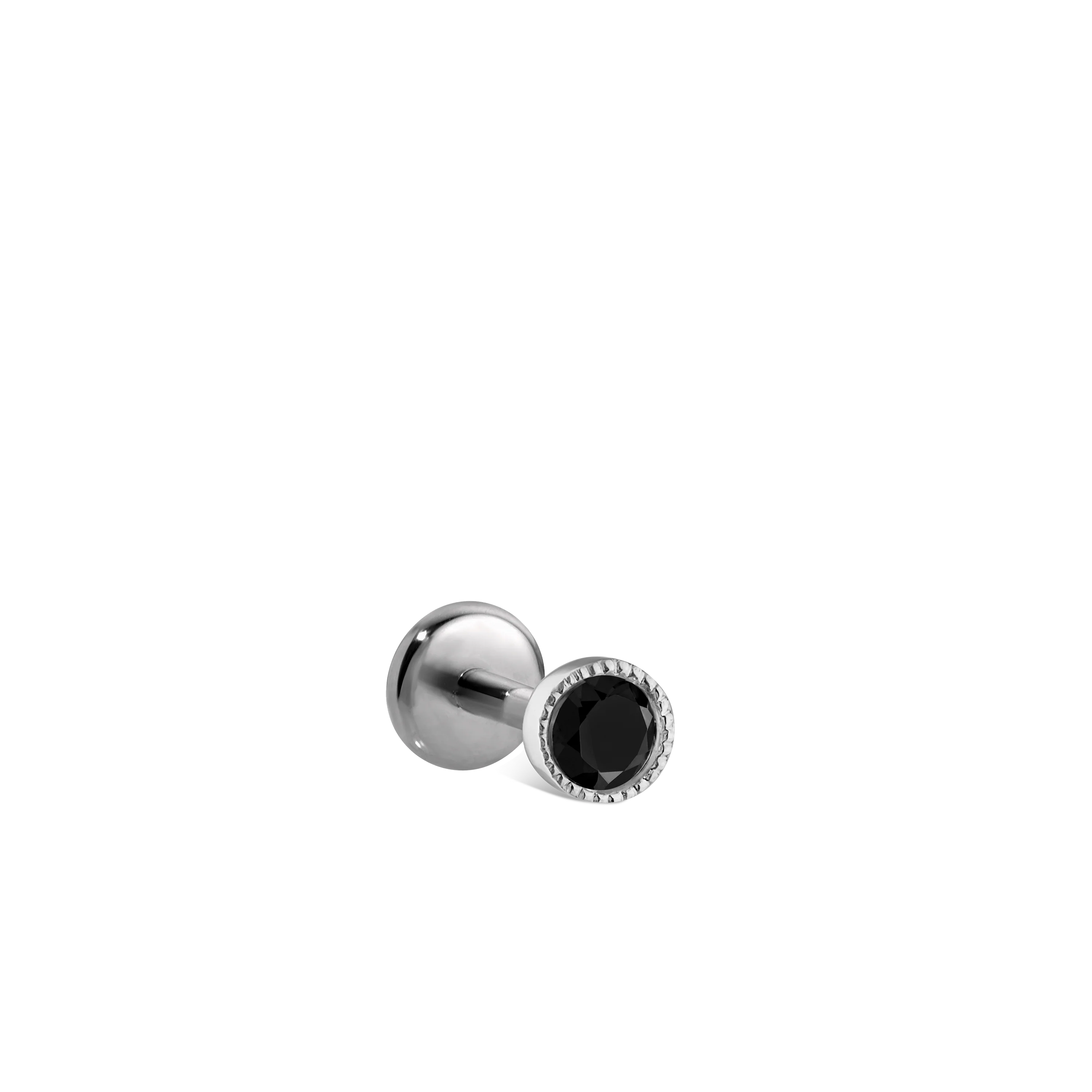 Scalloped Set Black Diamond Threaded Stud Earring With Titanium Backing - Image 4