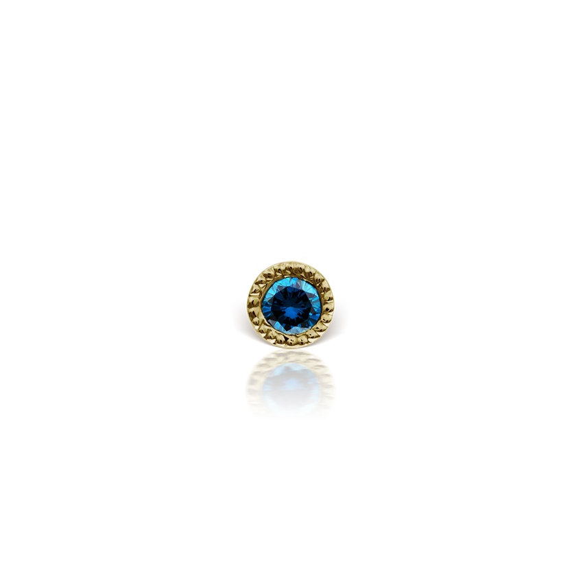 Scalloped Set Blue Diamond Threaded Stud Earring With Titanium Backing - Image 11