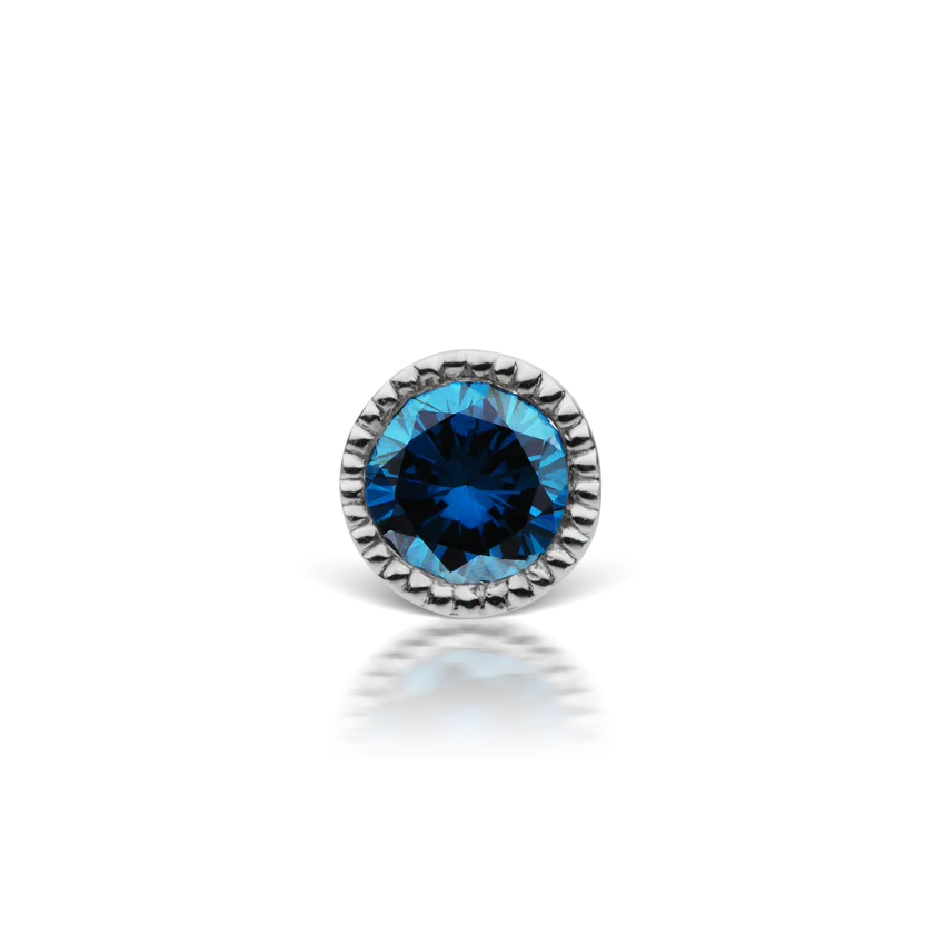 Scalloped Set Blue Diamond Threaded Stud Earring With Titanium Backing - Image 9