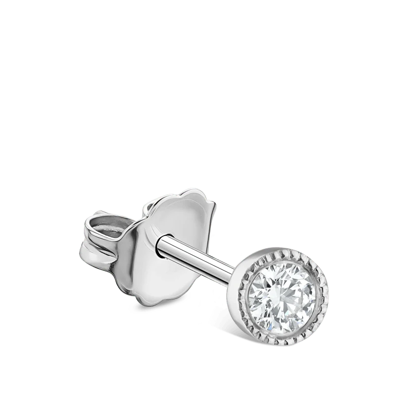 Scalloped Set Diamond Stud Earring